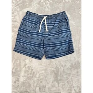 J Crew Mens Shorts Striped Blue White Elastic Waist Drawstring Size M